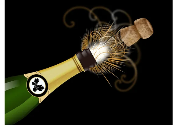 Champagne popping cork — Stock Vector