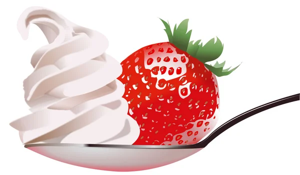 Fraise et crème — Image vectorielle