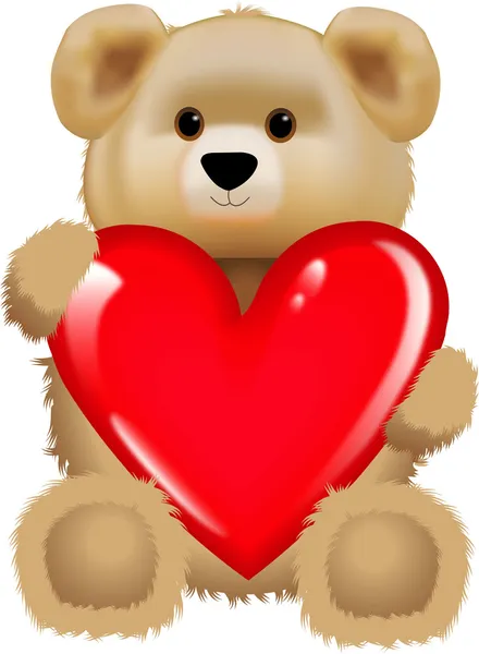 HEART AND CUTE BEAR — Stock Vector