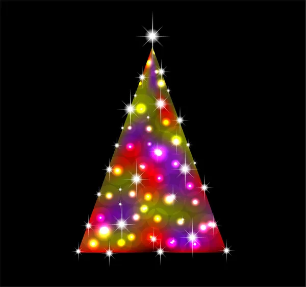 Arbre de Noël sur noir — Image vectorielle