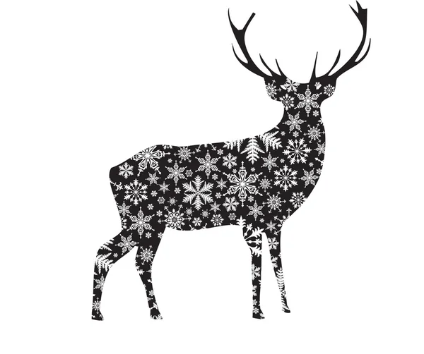 Cervo con fiocco di neve — Vettoriale Stock