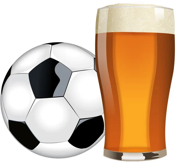 Cerveza y fútbol — Vector de stock