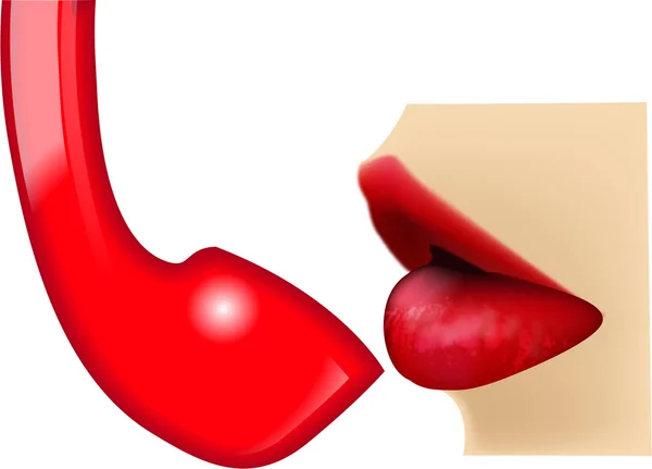 Romantische Image-Lippen und Telefon — Stockvektor