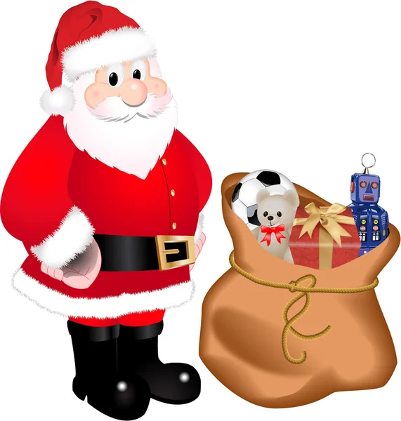 SANTA COM TOY SACK —  Vetores de Stock