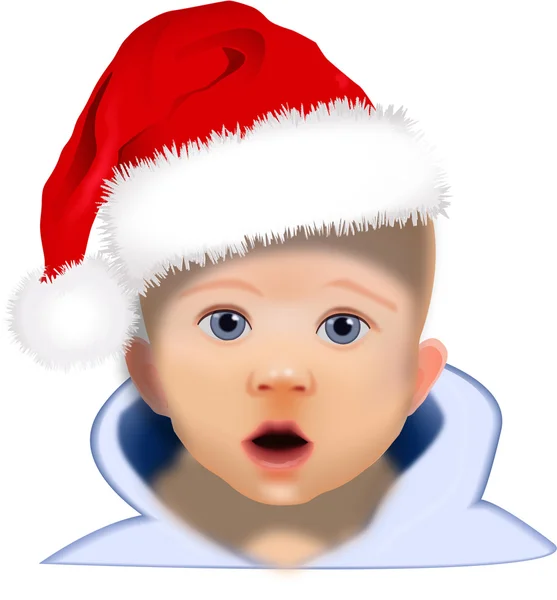 CHILD WITH SANTA HAT — Stock Vector