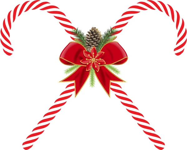 CHRISTMAS CANDY CANE COM BOW — Vetor de Stock