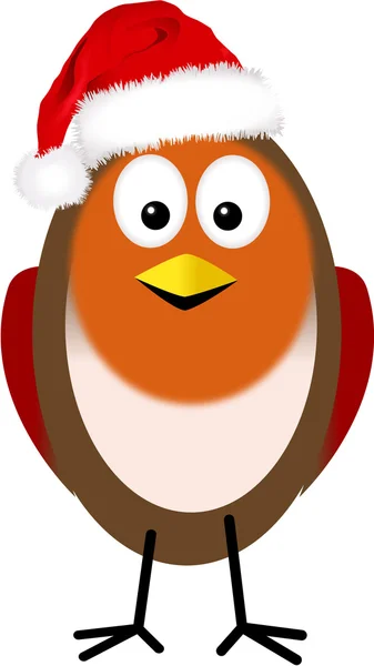 Robin con cappello Babbo Natale — Vettoriale Stock