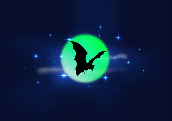 蝙蝠和月亮 — 图库矢量图片