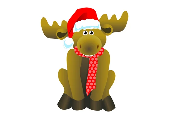 RUDOLPH WITH SANTA HAT — Stock Vector