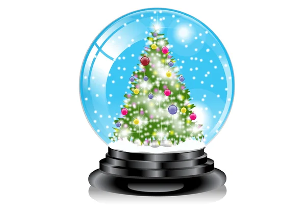 Kerstboom sneeuw globe — Stockvector