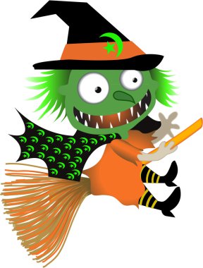 süpürge üzerinde cadı