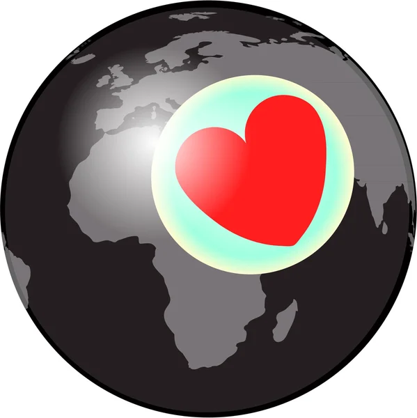 Kalp dünya — Stok Vektör