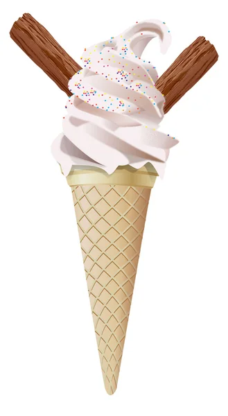 Ice cream met 2 vlokken — Stockvector