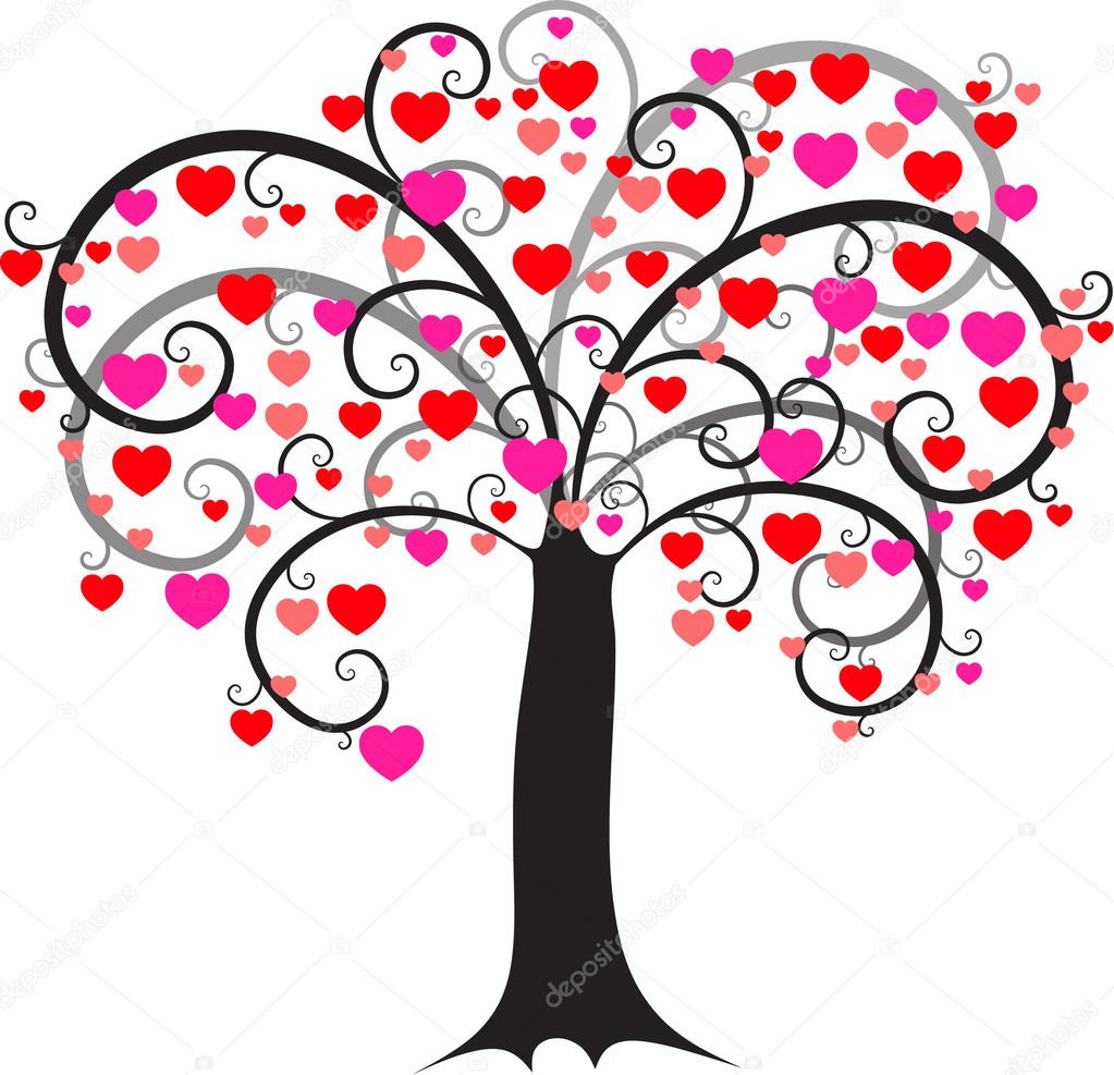 Love tree and flowers