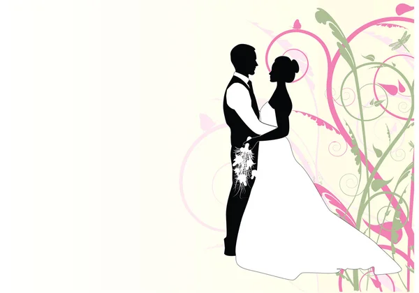 Novia y novio de boda — Vector de stock