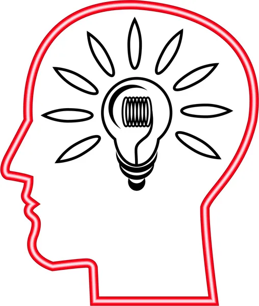 IDEA HEAD WITH LIGHT BULB — Stock Photo, Image