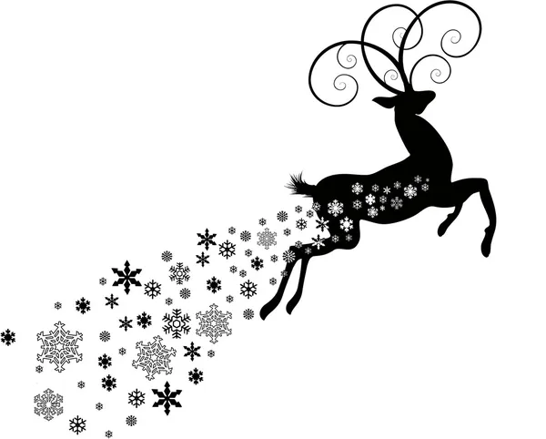Hirsch mit Schneeflocken — Stockfoto