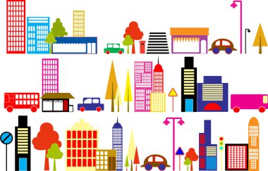 Cute illustration of a city street