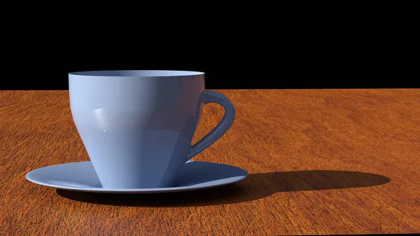 Teetasse Auf Holztisch Mit Schwarzem Hintergrund — Stockfoto