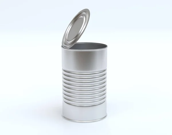 Tin Can Open White Background — Stock Photo, Image