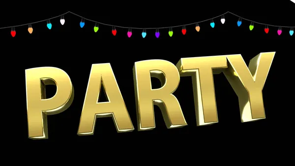 Party Gold Lettering Neon Lights — Stock Photo, Image