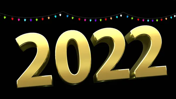 Святкування Нового 2022 Року Золотих Листах — стокове фото