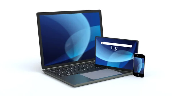 Laptop Tablet Und Smartphone Rendering — Stockfoto