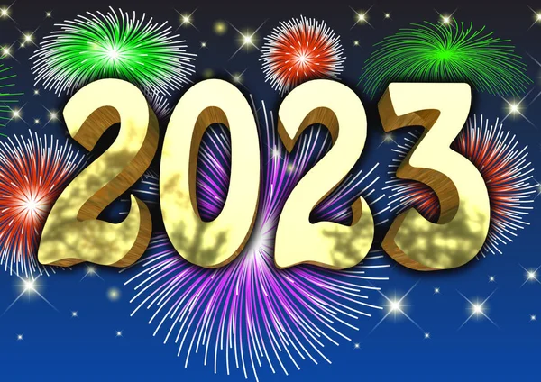 New Year Celebration 2023 Gold Lettering Render — 图库照片