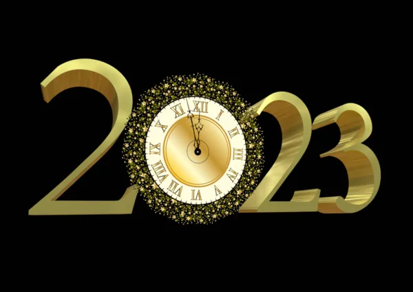 Nieuwjaarsviering 2023 Gouden Belettering Render — Stockfoto