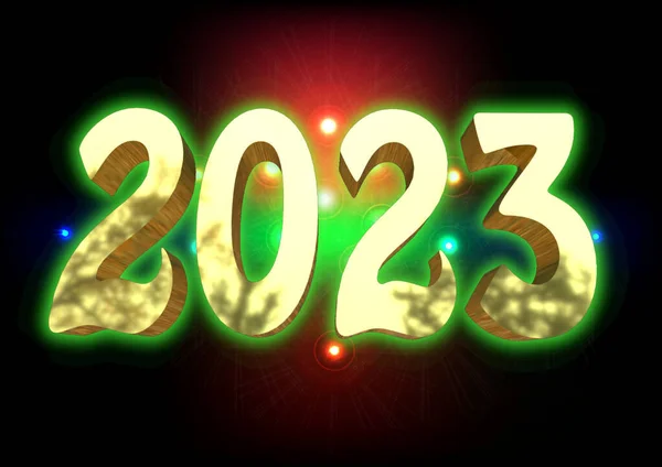 Celebração Ano Novo 2023 Letras Ouro Render — Fotografia de Stock