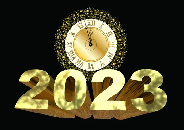 Celebración Año Nuevo 2023 Letras Oro Render —  Fotos de Stock