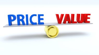 Değer dengeleme fiyatları 3B illüstrasyon