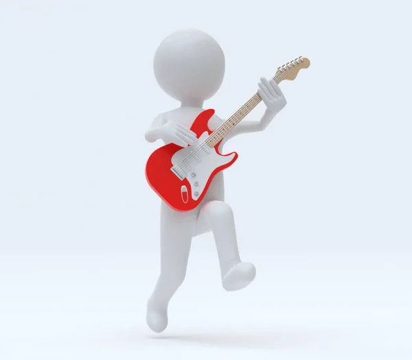 Cara Com Guitarra Elétrica Pessoa Pequena — Fotografia de Stock