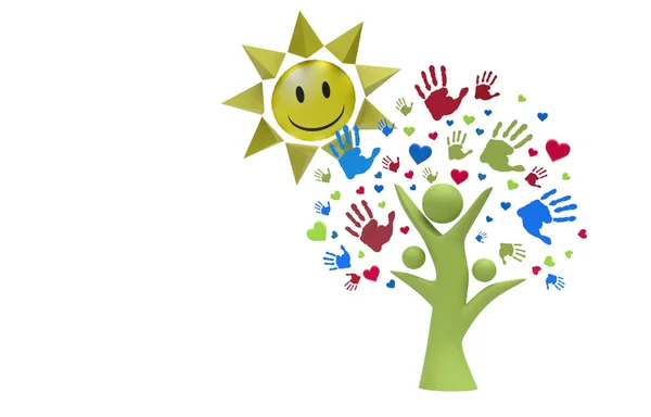Helping Hands Tree Sun — Stock Photo, Image