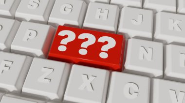 Keyboard with closeup of question key