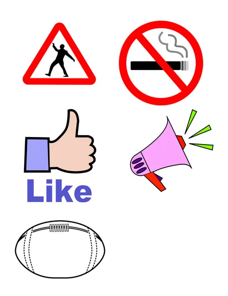 Smoking Workmen Loud Hailer Symbols — 스톡 사진