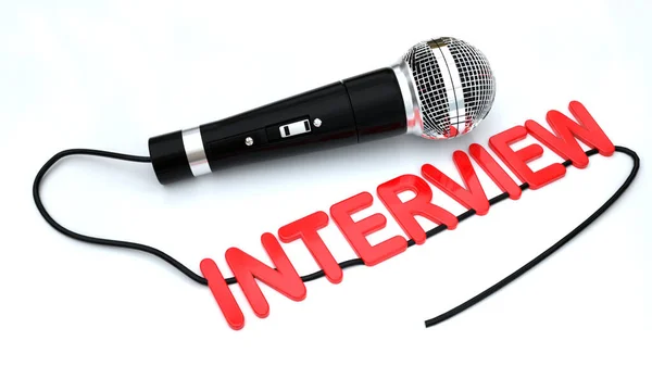 Microphone Interview Caption — Stockfoto