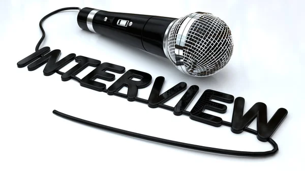 Microphone Interview Caption — Stok fotoğraf