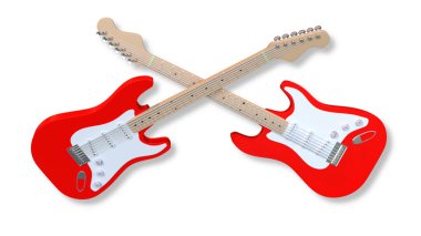 electric guitars on white background