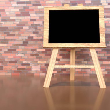 Notice board with brick wall background