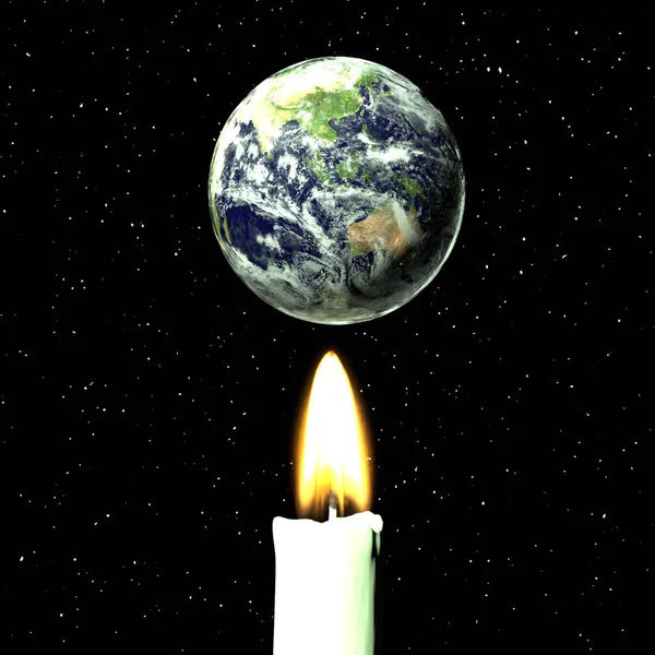 Earth Climate Change Concept Candle — Fotografia de Stock