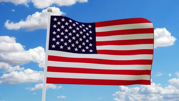 Αστέρια Σημαία Των Ηνωμένων Πολιτειών Και Ρίγες Μπλε Ουρανό Φόντο — Φωτογραφία Αρχείου