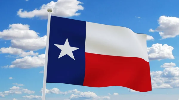 Texas flag with blue sky background