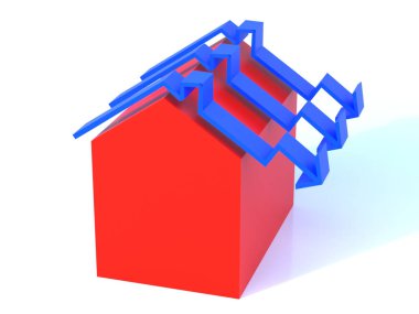 Aşağıya bakan okları olan ev fiyatı gösteriyor