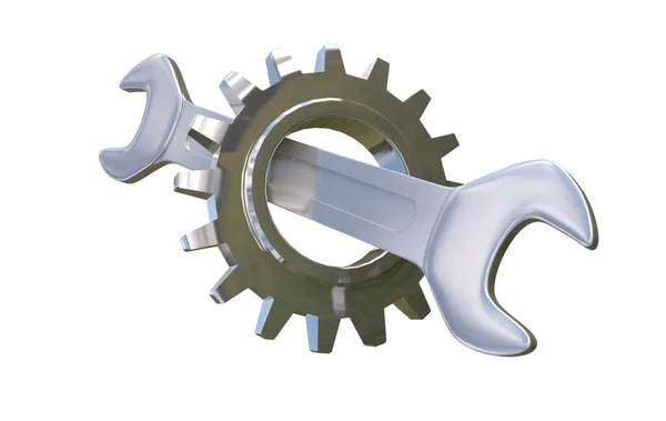 Cog Spanner Silver — Stock Photo, Image