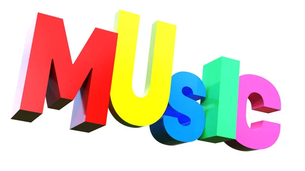 Muziek Kleurbelettering Witte Achtergrond — Stockfoto