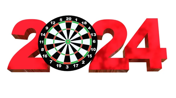 2023 2024 New Yaer Felirat Darts Boarddal — Stock Fotó