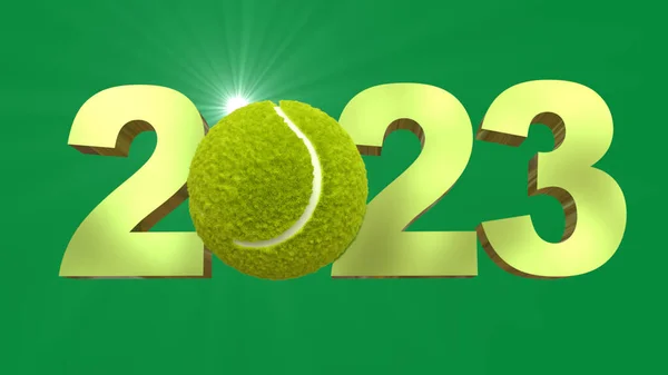 2023 Nouvelle Année Lettrage Avec Balle Tennis — Photo