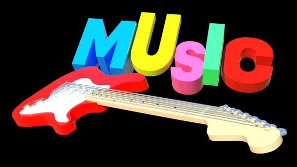 Tytuł Muzyczny Gitarą Elektryczną — Zdjęcie stockowe