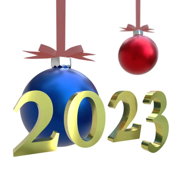 2023 3D新年のレタリングを持つクリスマスボーブル — ストック写真